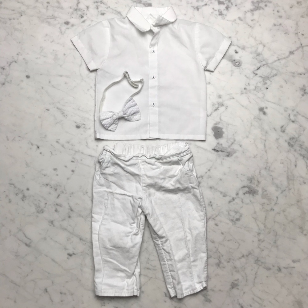 Sarah Louise England White Shirt Matching Set 12M